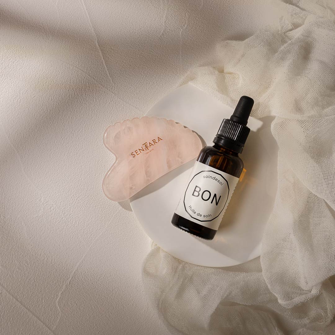 Gua sha visage quartz rose